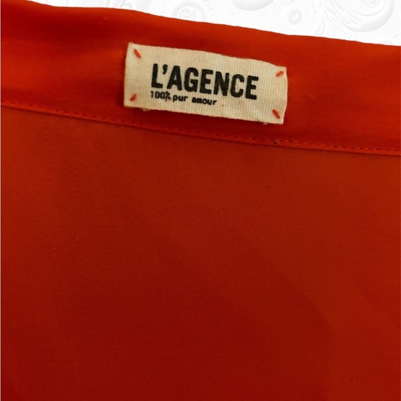 L’AGENCE Size Medium 100% Silk Blouse Top Button Down burnt orange Long Sleeve - Picture 5 of 8